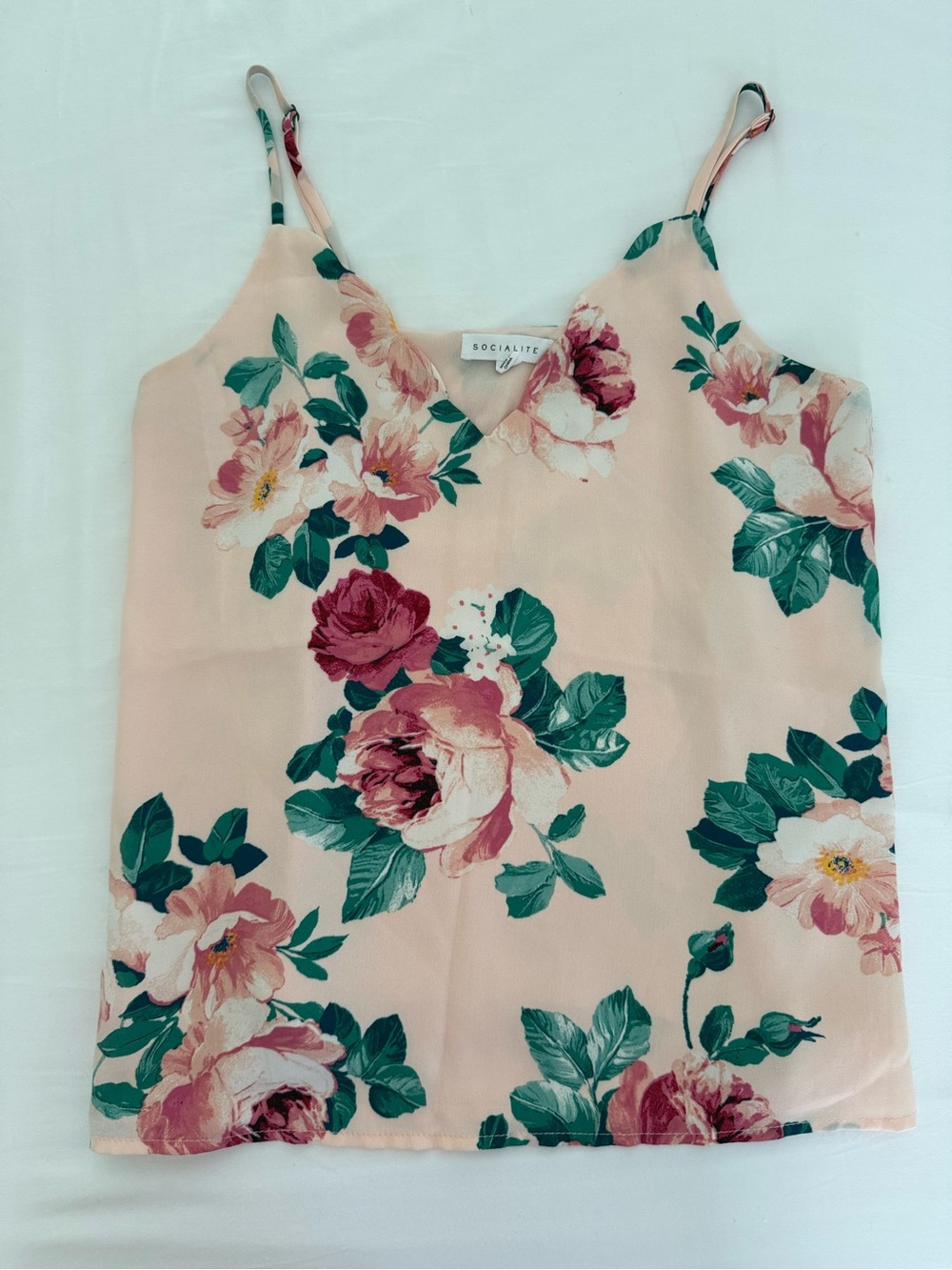 Socialite Blush Pink Floral Satin Cami